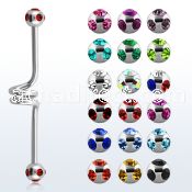bbcl 316l steel industrial twister barbell with jewel ball