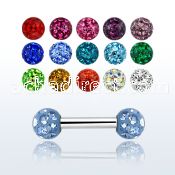 bbefr3 316l steel eyebrow barbell with 3mm ferido multi crystal