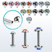 bbefrdin internally threaded steel barbel multi crystal tri star