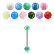 bbeop3 316l steel eyebrow helix barbell w synthetic opal balls