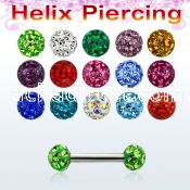 bber23 316l steel helix piercing with 3mm multi crystal ball