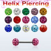 bber24 316l steel helix piercing with 4mm multi crystal ball