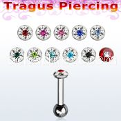 bber38b 316l steel tragus barbell w 3mm top lower 3mm ball