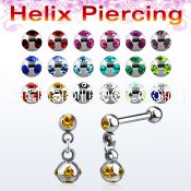 bber40 316l steel helix barbell with 4mm multi jewel ball