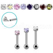 bber52cz internally threaded steel tragus barbell w. 3mm cz stone