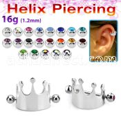 bber67 316l steel cartilage piercing crown w two 3mm jewel ball