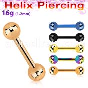 bbert20 anodized 316l steel barbell for helix with 4mm ball