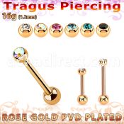 bbertt57 rose gold steel tragus barbell w tiny 2.5mm jewel ball