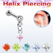 bberv4 316l steel helix barbell dangling 3mm square prong cz