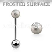 bbfo5 surgical steel tongue barbell w 5mm frosted steel ball