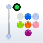 bbigl5 316l steel industrial barbell with 5mm glow balls
