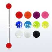bbiuv4 316l steel industrial barbell with 4mm acrylic uv ball