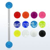bbiuv5 316l steel industrial barbell with a 5mm acrylic uv ball