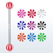 bbivbe5 316l steel industrial barbell with a 5mm uv beach ball