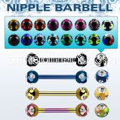 bbnpt5c anodized 316l steel nipple barbell with 5mm multi jewels