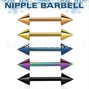 bbnptcn anodized 316l steel nipple barbell w two 4mm cones