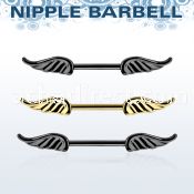 bbnptwg anodized surgical steel nipple barbell w two small wings