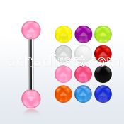bbuv5 316l steel tongue barbell with a 5mm acrylic uv ball