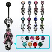 bcdsd5 black steel belly banana w dangling crystal sandal