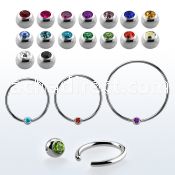 bcec4sl xxl steel ball closure ring, 16g w 4mm jewel ball