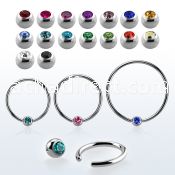 bcec5l xxl steel ball closure ring, 14g w 5mm jewel ball