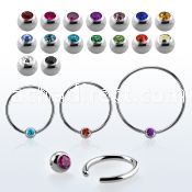 bcec5sl xxl steel ball closure ring, 16g w 5mm jewel ball