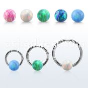 bcr14o6 316l steel ball closure ring 14g 6mm synthetic opal ball