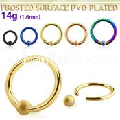 bcrt14f3 pvd plated steel ball closure ring 14g w 3mm frosted ball