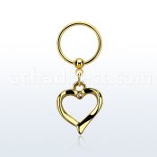 bcrts666 gold steel bcr 1.2mm w heart shape  small crystal