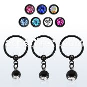 bcrtsjb black steel bcr 1.2mm w 5mm two color multi crystal ball