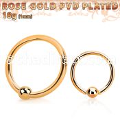 bcrtt18s rose gold 316l steel ball closure ring, w 2.5mm ball