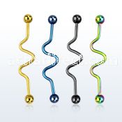 bdat14 anodized steel industrial zigzag barbell w 5mm ball