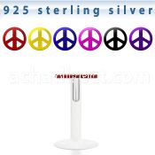 bilbp2 bio flex labret with color plated silver peace sign top