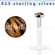 bilg33 bio flex labret w 3mm flat silver top w zebra stripes