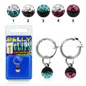 blcpt117e fake belly clip w 5mm 2 color crystal in package