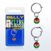 blcpt117r fake belly clip w 5mm rasta crystal resin in package
