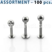 blk03c bulk of 1 6mm 316l steel labrets with 4mm ball