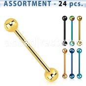 blk104b bulk of anodized 316l steel tongue barbells w 5mm balls