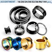 blk12 bulk body assortment pvd plated surgical steel screw fit flesh tunnels