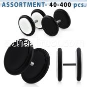 blk164 black white acrylic fake plugs with rubber o ring