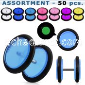 blk170 acrylic glow in the dark fake plugs with rubber o ring