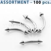 blk19b bulk of 316l steel eyebrow bananas with 2 5mm cones
