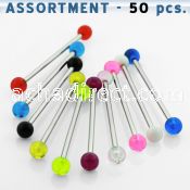 blk202 316l industrial barbell with a 5mm acrylic uv ball