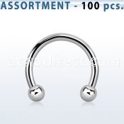 blk22b 316l steel eyebrow circular barbell with 2 5mm balls