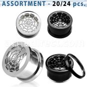 blk247 anodized polished 316l screwfit tunnel w spider web