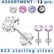 blk258g sterling silver earring stud with 9 12mm round cz