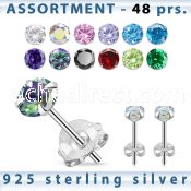 blk258s sterling silver earring stud with 2 4mm round cz