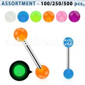 blk268 316l tongue barbell with a 5mm glow in the dark ball