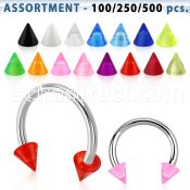 blk351 316l steel circular barbell with 3mm acrylic uv cone