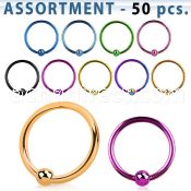 blk385 top pvd plated 316l steel closure ring w 2 5mm ball